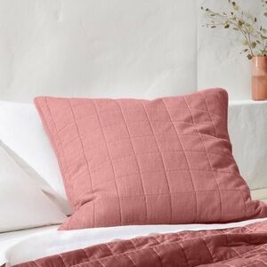 Casaluna Dusty Rose Quilted Pillow Cases Euro Shams Pink Linen Blend Square